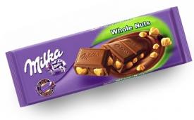 Молочный шоколад Milka Whole Nuts с цельным фундуком 270 грамм
